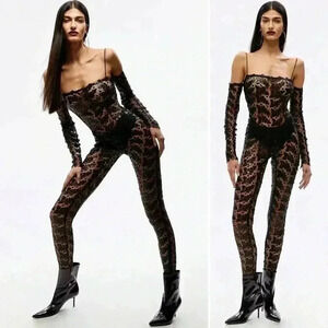 NEW ARRIVALS Ilkyaz Özel Moss Jumpsuit El Hedonismo Black Lace Size 36 (US 2-4)
